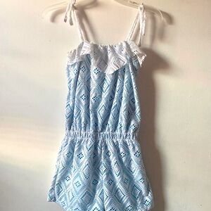 Blue and white romper